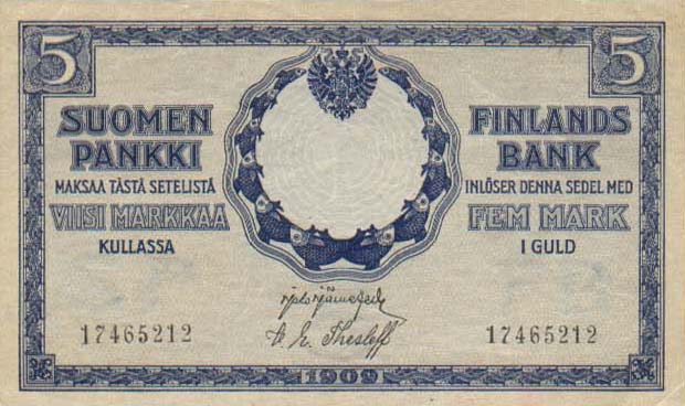 Banknoty Finlandia - FinlandP9a-5Markkaa-1909-donatedowl_f.jpg