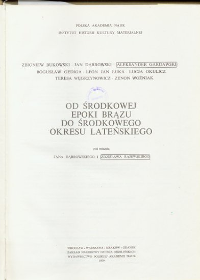 Od środkowej epoki do środkowego okresu lateńskiego, red.J.Dąbrowski 1979 - image.jpg