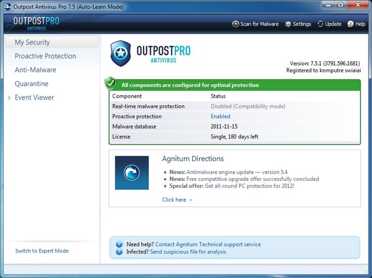 Outpost Antivirus Pro 32bit - screenh.jpg