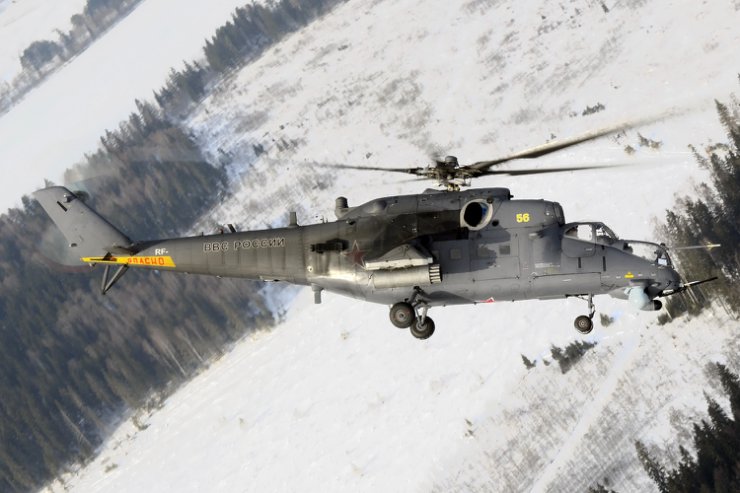 Wojna Ukraińsko-Rosyjska 2022-2024 Uzbrojenie - Mil_Mi-35M_54_yellow_-_1  Rosyjski Mi-35M.jpg