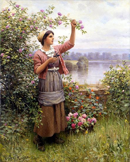 Daniel Ridgway Knight 1839 - 1924 - Daniel Ridgway Knight - Gathering Roses.jpg